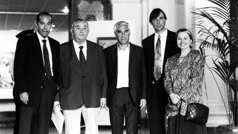 Cuatro históricos del club: Luis Suárez, Juan Acuña, Arsenio Iglesias y Carlos Ballesta.