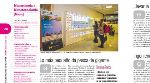 La Guía de Estudios Superiores incluye los nuevos grados, como el de Nanociencia e Nanotecnoloxía de la UDC