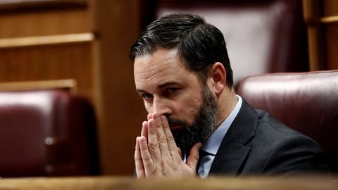 Santiago Abascal, durante una sesión del Congreso celebrada el pasado abril
