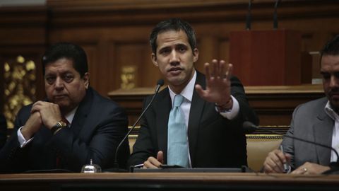 Guaidó, durante una sesión en el Parlamento venzolano en el 2019