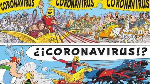 «Coronavirus», personaje al que se miden Astérix y Obélix en el cómic publicado en 2017 «Astérix en Italia»