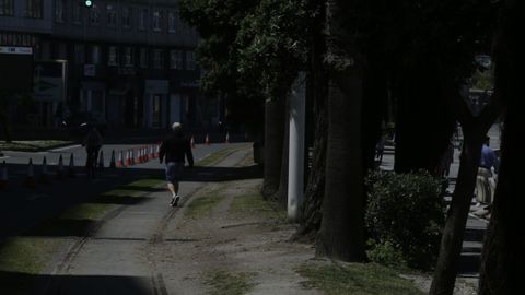 Raíles del tranvía en desuso en A Coruña