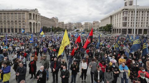 Protestas contra el Gobierno ucraniano, ayer en Kiev