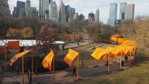 La obra The Gates, presentada en Central Park, en febrero del 2005