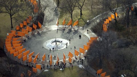 La obra The Gates, presentada en Central Park, en febrero del 2005