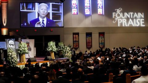 Biden intervino en un vdeo en el funeral de Floyd en su ciudad natal de Houston