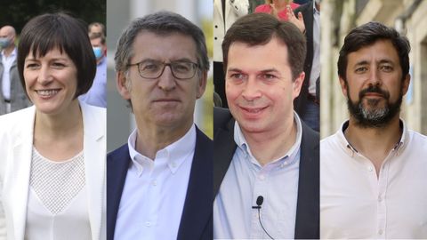 Ana Pontón, Alberto Núñez Feijoo, Gonzalo Caballero y Antón Gómez-Reino