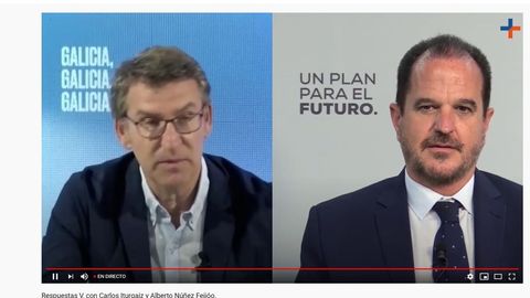 Feijoo e Iturgaiz, durante la charla que mantuvieron por Internet