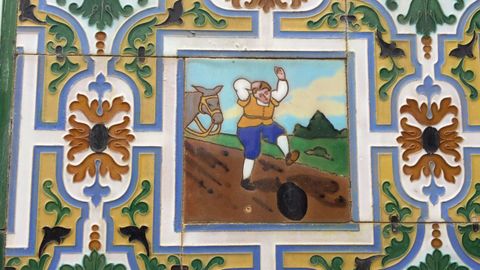 Los azulejos del Quijote en una casa de Ponte Caldelas