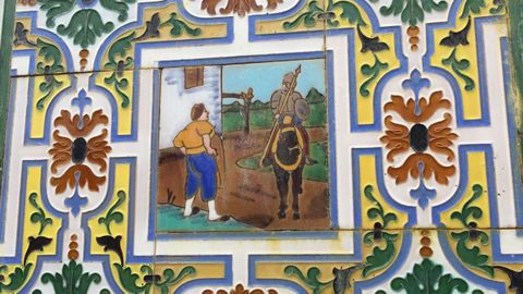 Los azulejos del Quijote en una casa de Ponte Caldelas