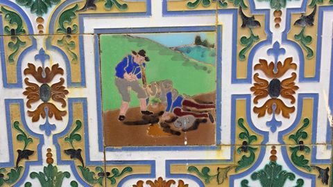 Los azulejos del Quijote en una casa de Ponte Caldelas