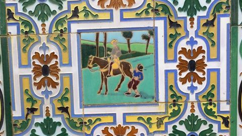 Los azulejos del Quijote en una casa de Ponte Caldelas