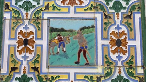 Los azulejos del Quijote en una casa de Ponte Caldelas
