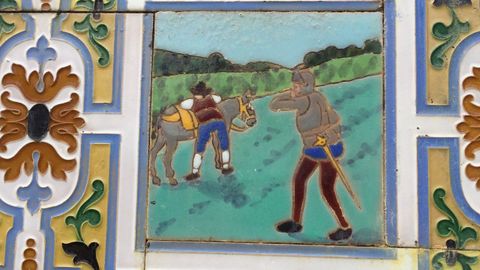 Los azulejos del Quijote en una casa de Ponte Caldelas
