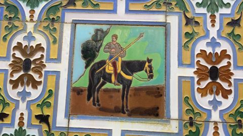 Los azulejos del Quijote en una casa de Ponte Caldelas