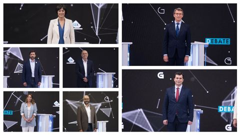 Los siete participantes en el debate