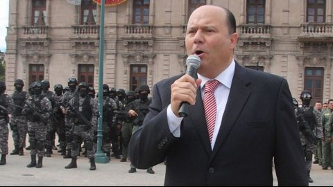 César Duarte, durante su acto de despedida como gobernador de Chihuahua, el 4 de octubre del 2016