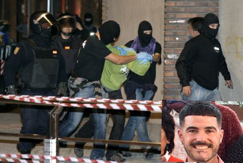 Detencion de Ikoitz Arrese en el 2010 y en la parte derecha inferior de la fotografía en sobreimpresión la imagen de su rostro.