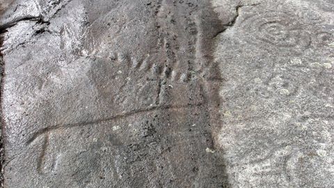 Ciervos y figuras concéntricas de Laxe das Cruces, en Tourón