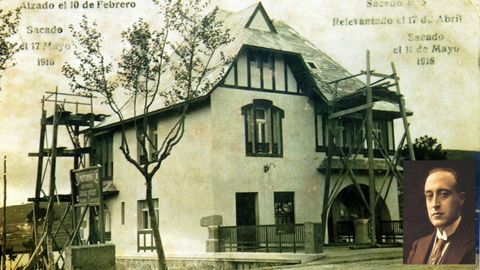 Icono asediado. Así era casa Carnicero, diseñada por González Villar (arriba, izquierda) en 1916 para el industrial coruñés retornado de Cuba, Enrique Carnicero. El chalé de Perillo, al que se le plantó delante el puente de A Pasaxe y al lado un bloque de varias alturas, era una mezcla de modernismo y estilo indiano