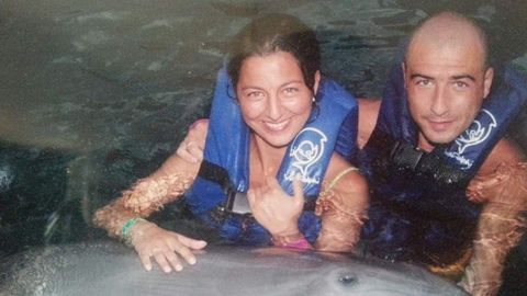 María Barral y su marido en la luna de miel en la Riviera Maya
