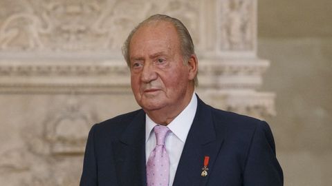 El rey Juan Carlos, durante su abdicación en el 2014