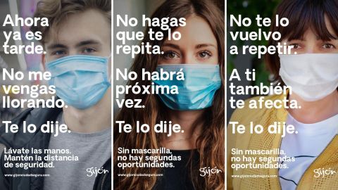 Carteles de la campaña sobre las medidas de prevención que pone en marcha el Ayuntamiento de Gijón