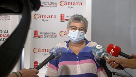 La alcaldesa de Gijón, Ana González, realiza declaraciones ante los medios