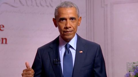 Barack Obama, durante su intervencin en la Convencin Demcrata que confirm la candidatura presidencial de Joe Biden