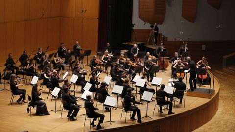 La Orquesta Sinfónica de Galicia en su primer concierto tras el estado de alarma. Imagen de archivo