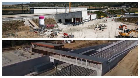 Obras de las estaciones de A Gudiña -imagen superior- y Sanabria