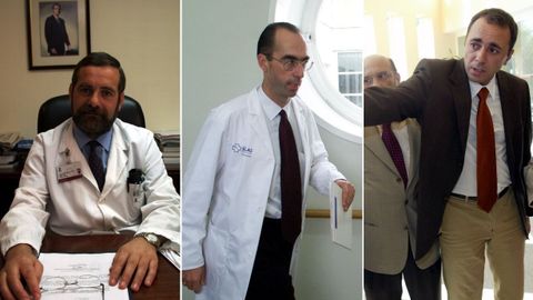 José Manuel González, Jesús Vázquez Almuiña y Julio García Comesaña, en sus respectivas etapas al frente del hospital