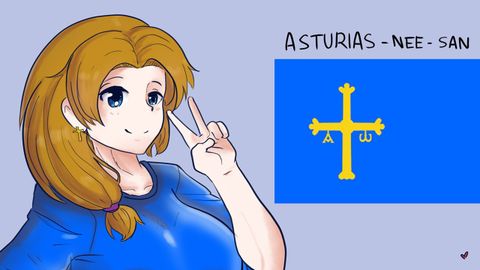 Asturias-nee-san, el personaje que la cuenta de twitter @EspanaManga ha creado para conmemorar el Día de Asturias