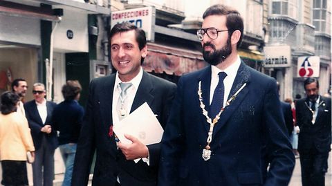 Rivas Fontán, paseando por Pontevedra junto a Rajoy