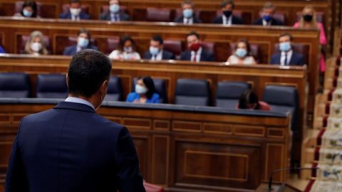 Sánchez, durante la sesión de control al Gobierno en el Congreso del pasado miércoles