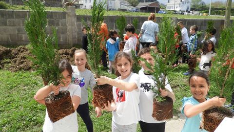 Foto de archivo del colegio de San Miguel de Reinante, en Barreiros, en una actividad de Voz Natura