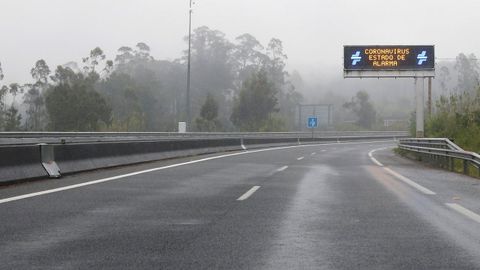 La autovía de Barbanza sin tráfico durante el estado de alarma