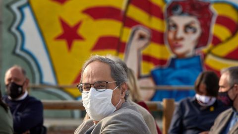 El expresidente de la Generalitat, Quim Torra durante el acto organizado para conmemorar el tercer aniversario del referendo ilegal del 1-O