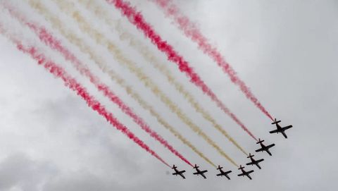 La Patrulla Águila hará su tradicional pasada durante el homenaje a los caídos pintando en el cielo los colores de la bandera