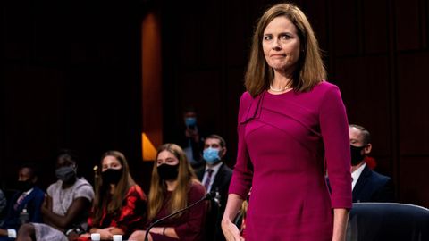 Amy Coney Barrett, en el inicio de las audiencias este lunes en el Comité Judicial del Senado de EE.UU.