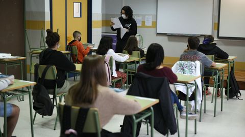Imagen de archivo de una clase en un instituto gallego este curso