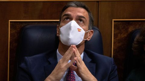 Pedro Sánchez, durante el debate de la moción de censura de Vox