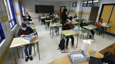 Aula del IES Pintor Colmeiro en elprimer día de clase de este curso