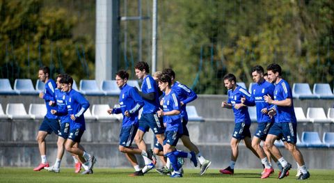Los jugadores del Oviedo en El Requexn