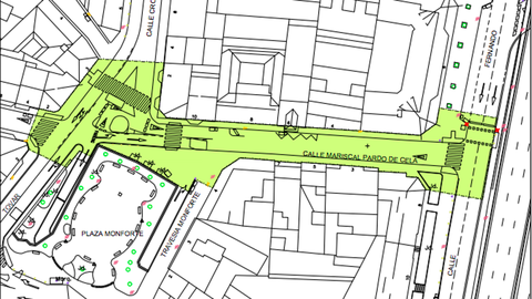Plano de la peatonalización de la calle Mariscal Pardo de Cela, en A Coruña