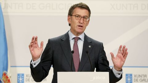 Alberto Núñez Feijoo, en la comparecencia después del último Consello de la Xunta la pasada semana