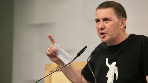 Arnaldo Otegi, lder de EH Bildu, durante un acto poltico en San Sebastin.