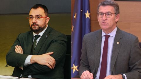 Encuentro entre el presidente de la Xunta, Alberto Núñez Feijoo, y el presidente del Principado de Asturias, Adrián Barbón