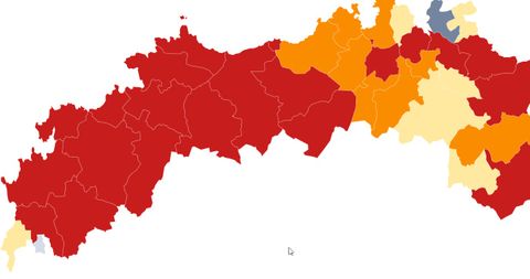 Mapa de incidencia covid en los últimos 14 días