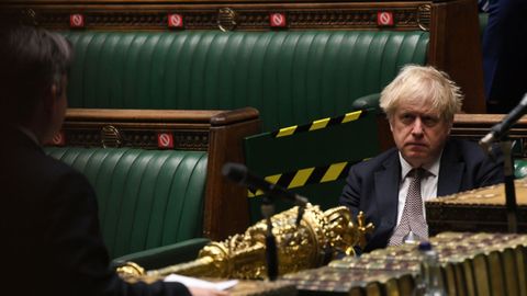 Boris Johnson, ayer, en la Cámara de los Comunes